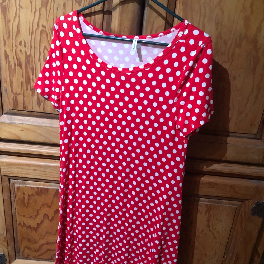 Red and White Scoop Neck Short Sleeve Sundress
